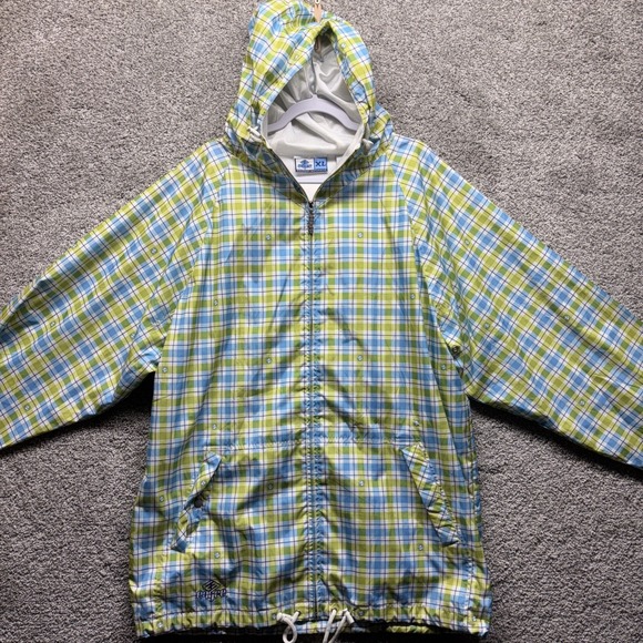 Enyce Other - Vintage ENYCE Windbreaker Hoodie Mens XL Plaid Stripe Y2K 90s Full Zip Snap RARE
